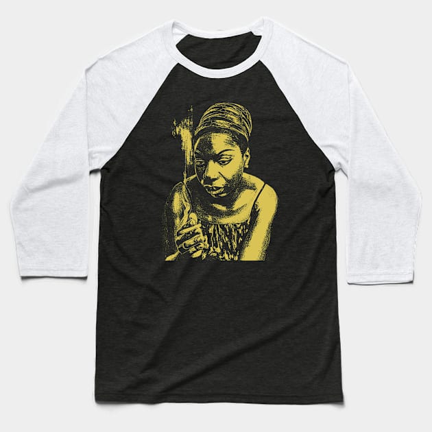 YELLOW Nina Simone Baseball T-Shirt by KIBOY777